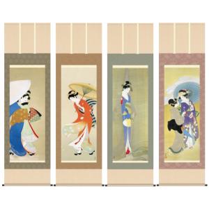 掛短冊 抱一 花鳥十二ヶ月 画帳 短冊 12枚 美品 桐箱 複製 elegant