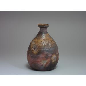 趣楽】 人間国宝 金城次郎作 魚文抱瓶 酒器 本物保証 V1351 : 趣楽堂