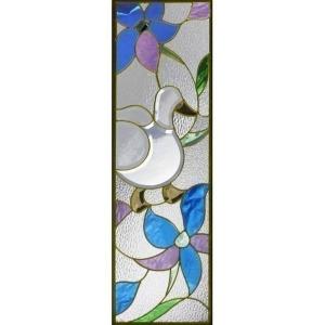 ステンドグラス 一部鏡面ガラス (SH-D38) 200×200×18mm デザイン 花