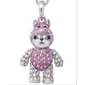 送料無料 スワロフスキークリスタル テディベア ストラップ セオドア