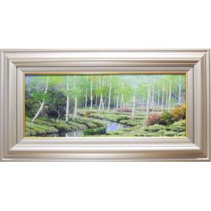 絵画 油絵 ミモザとカサブランカ （堀哲夫） 【肉筆】【油絵】【花