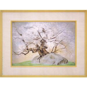 穐月 明 「 籠の椿 」 水墨画 F4 ( 4号 ) 絵画 日本画 手書き 肉筆