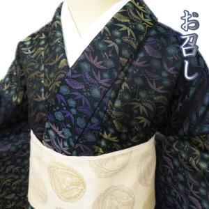 FINAL PRICE ／ 特選 お召し 御召 着物 中古 紋付 作家物 落款 地模様