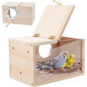 巣箱 インコ 鳥の巣 繁殖ボックス 繁殖箱 鳥かご 横式 天然木材