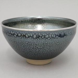 茶道具 抹茶茶碗 瀬戸天目茶碗 本銀覆輪付 加藤光右衛門作 山十窯 天目