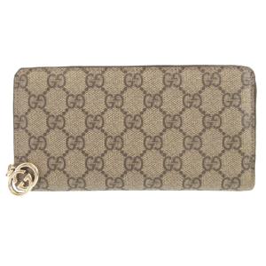 GUCCI（グッチ） 二つ折り長財布 GGキャンバス/レザー ブラウン