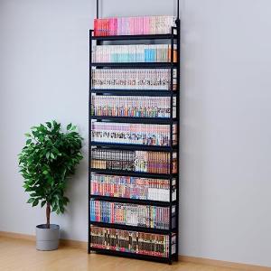 山善] 本棚 (突っ張り) 大容量 スリム 全体耐荷重180kg 幅101×奥行15.5