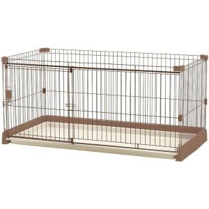 Richell 犬用ケージ 木製スライドペットサークル ワイド 屋根面つき