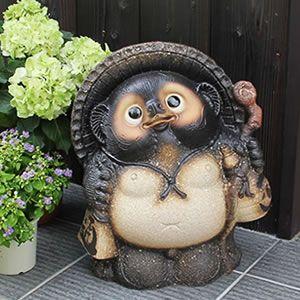 信楽焼開運、狸の置物 約23.5cmビンテージ