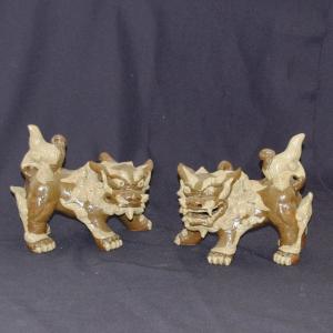 小橋川 昇 手捻這型獅子（白土焼締）＠小橋川陶芸 沖縄 置きもの