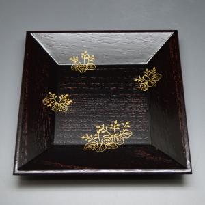 茶道具 菓子器 干菓子器 干菓子盆 溜塗り 七宝盆 胡麻竹張り 鵬雲斎好