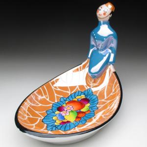 ノリタケ オールドノリタケ 黒猫フィギュア付 小物入れ パウダー