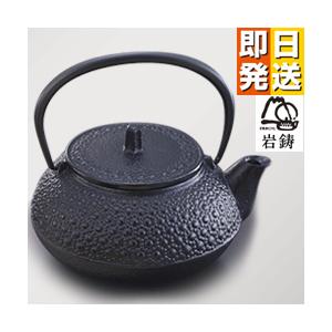 岩鋳（IWACHU） 雅 黒 鉄瓶 450ml 茶こし付き 10072 藍花 南部鉄器