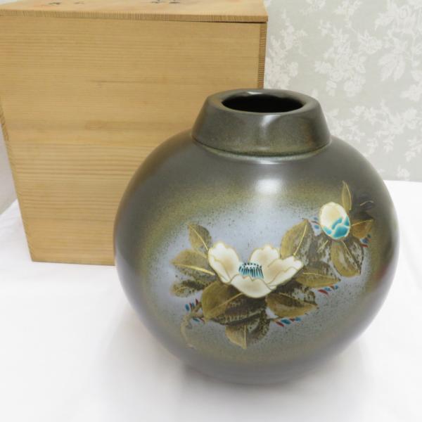 名品】九谷焼 山中国盛作「鶴舞」花瓶 4号 花器 陶芸品 美術品 花入