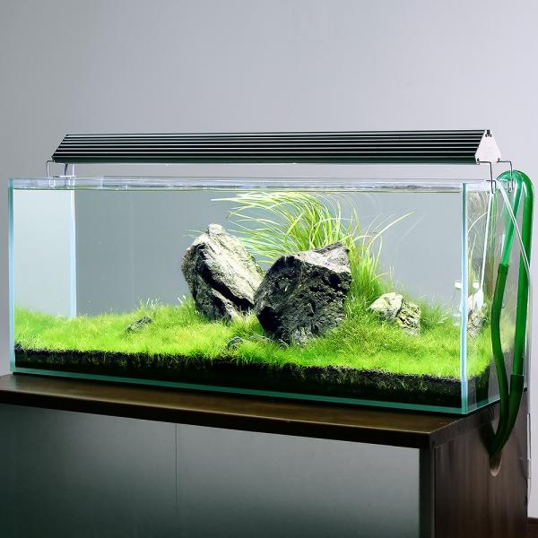 60cm水槽 ポンプ(エーハイム)水槽台(黒)・ライト・気孔石