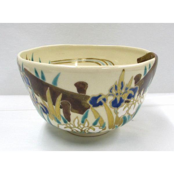 八つ橋の絵茶碗 岡田暁山作 5月のお茶会にもお勧めです : 茶道具・宝