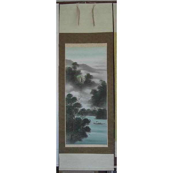 掛け軸 彩色山水 渡辺玉豊 美術名典掲載作家 掛軸 全国送料無料 : 古都