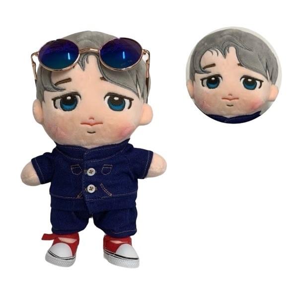 パクヒョンシクぬいぐるみ20cm 花郎ファラン衣装、黒ウィッグ付き パク