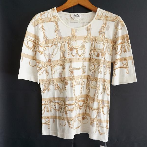 未使用 イタリア製 エルメス HERMES ボーダー Vネック カットソー M