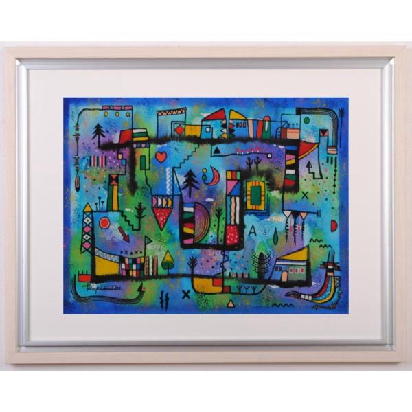 パステルカラー抽象画 モダンアート額縁付き・アブストラクト