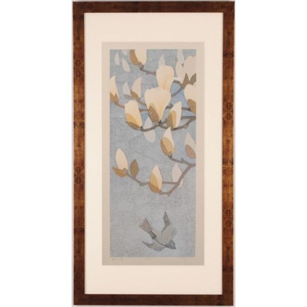 本荘正彦 再会の春 花 絵画 白木蓮 和風 絵 インテリア 木版画