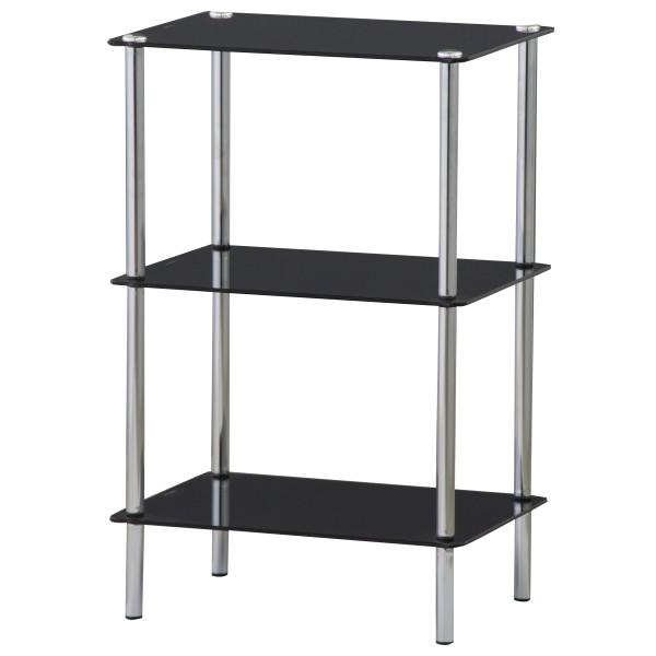 ガラスラック 四角タイプ ブラック 黒色 送料無料(北海道・沖縄・離島