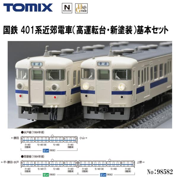 No:98582 TOMIX 国鉄 401系近郊電車(高運転台・新塗装)基本セット(4両