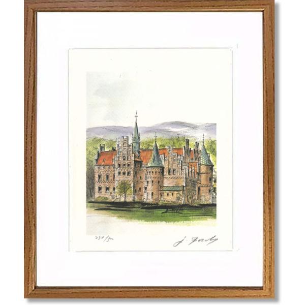 絵画 リトグラフ大 教会のある街 ジェームス・フォード 新品額装 箱付