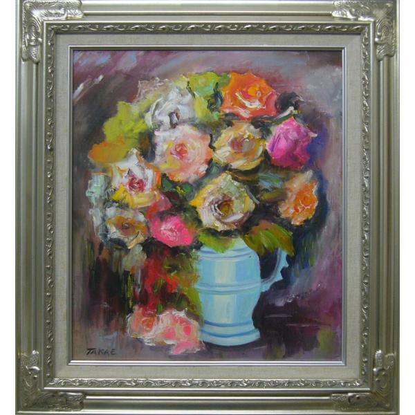 肉質油絵 立て 抽象画 田村隆枝 額装仕上げ品 肉質油絵 立て 抽象画