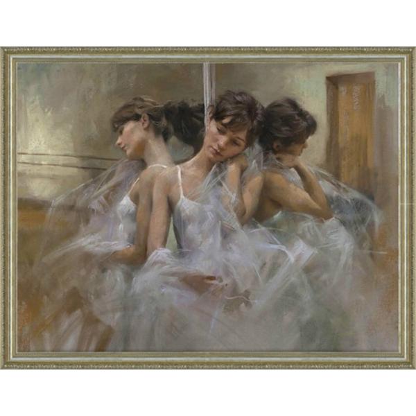 絵画 インテリア 額付(白 ) 油絵 F4-071312 人物 女性像 絵画