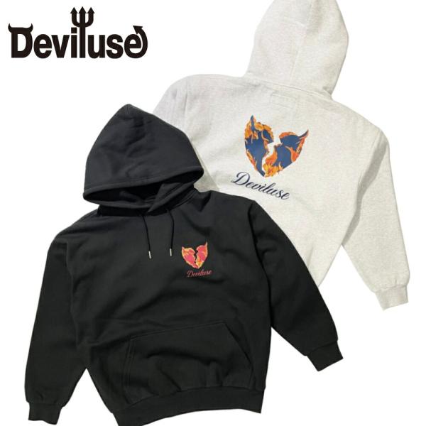 Deviluse Flame Heart プルオーバー フーディー パーカー Pullover