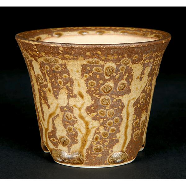 盆栽鉢 植木鉢 「寿山作高取道化釉丸鉢」 高取焼 日本古窯 藤崎寿山 2