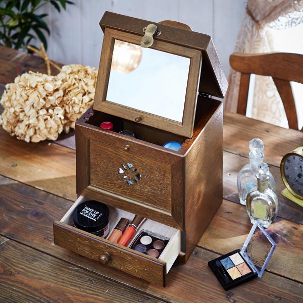 インテルナ南條 鏡台 パリの雑貨屋 木製 レース メイクボックス 化粧台