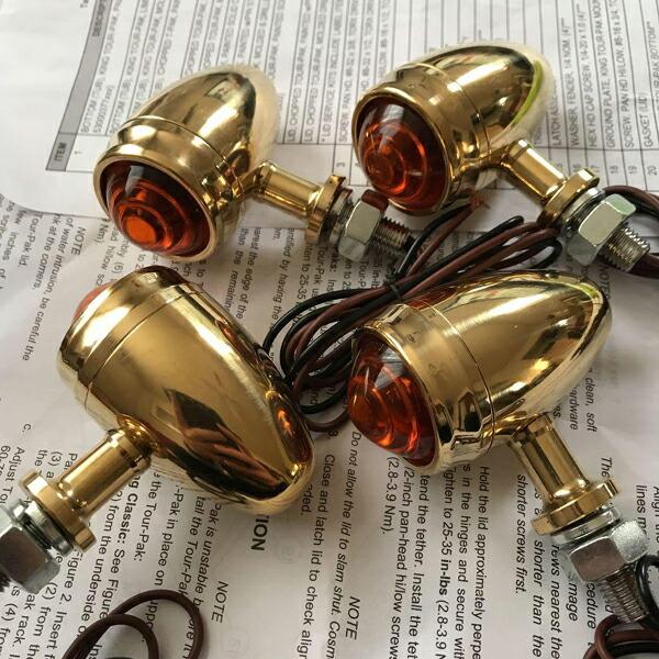 真鍮 LEDウィンカー 4個 ブラス ビンテージ BRASS ハーレー ショベル