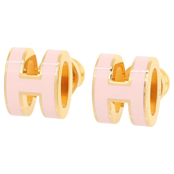 HERMES（エルメス） ピアス ミニ ポップH ピンク イエローゴールド