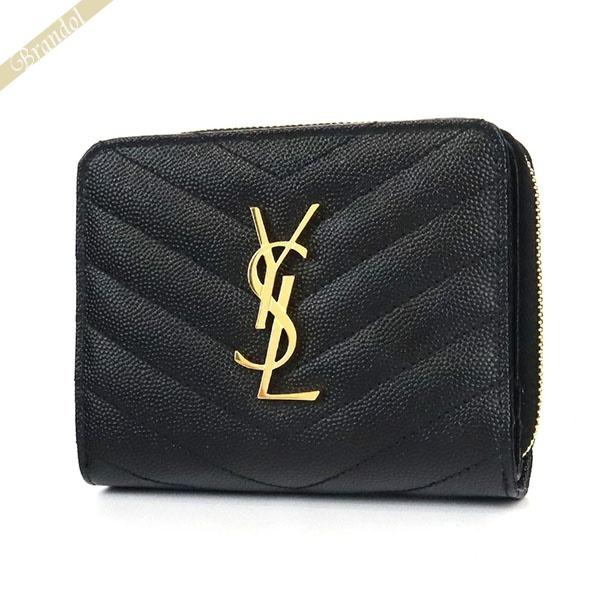 SAINT LAURENT サンローラン ニつ折り財布 財布 パリ YSLロゴ