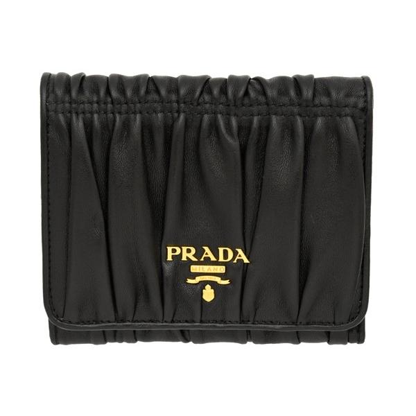 プラダ三つ折り財布 PRADA折財布ブラック