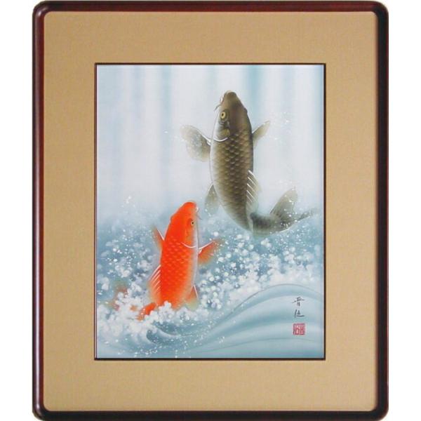 運を運ぶ三種金魚 金運 おもてなし絵 掛軸 龍神 中国風水 日本美術