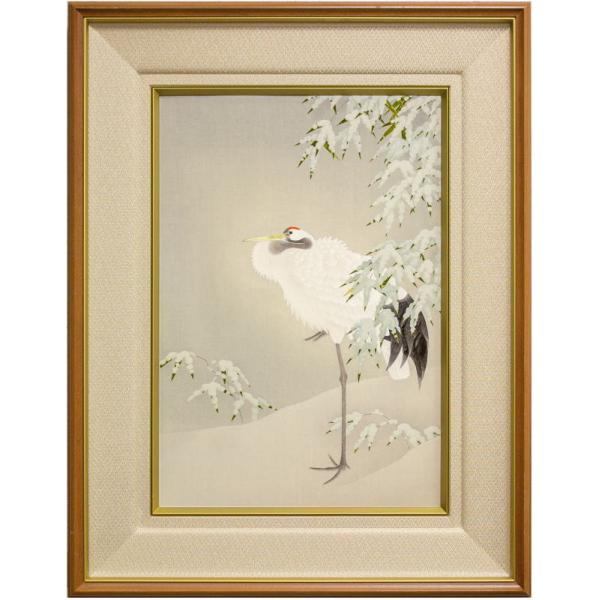上村松篁「丹頂」木版画 版画 日本画 絵画 鶴 つる ツル 鳥 雪 冬 縦