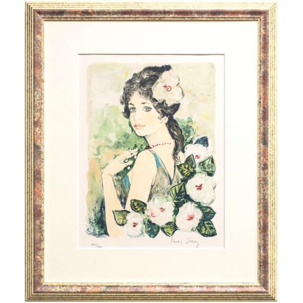 真作】絵画ベルナール・シャロワ瞑想肘掛け椅子の少女リトグラフサイン