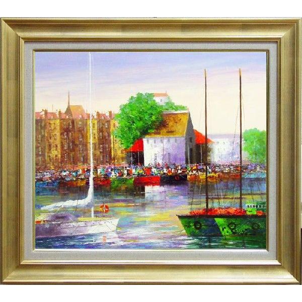 佐藤計「オンフルール」キャンバスに油彩画 F6 直筆サイン入 額装