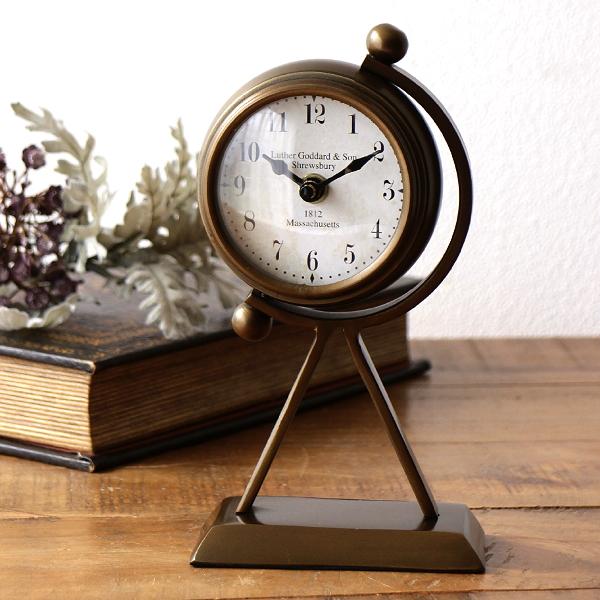 置き時計 置時計 アンティーク おしゃれ アナログ 小さい 真鍮 360度