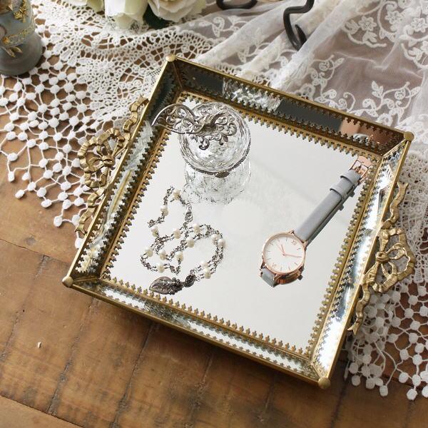 アクセサリートレイ 真鍮 ミラー 鏡面 トレー おしゃれ アンティーク