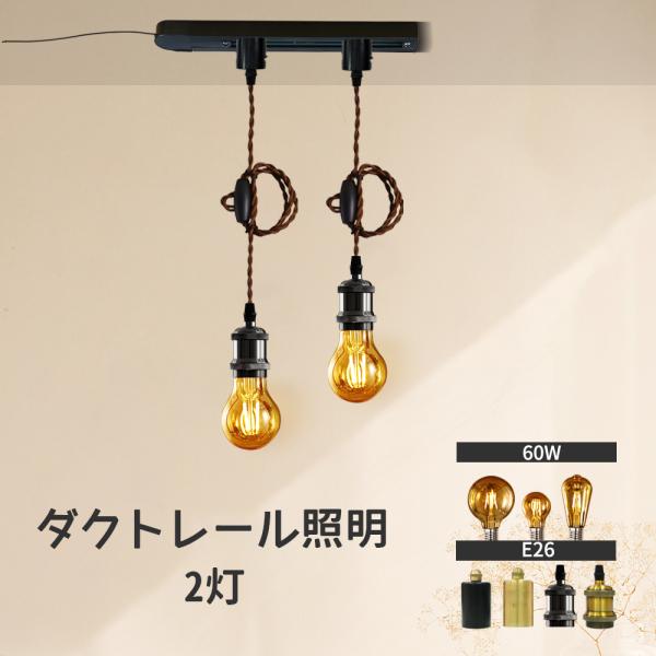 ダクトレール用ペンダントライトセット LED電球2個付 0.3m コンセント