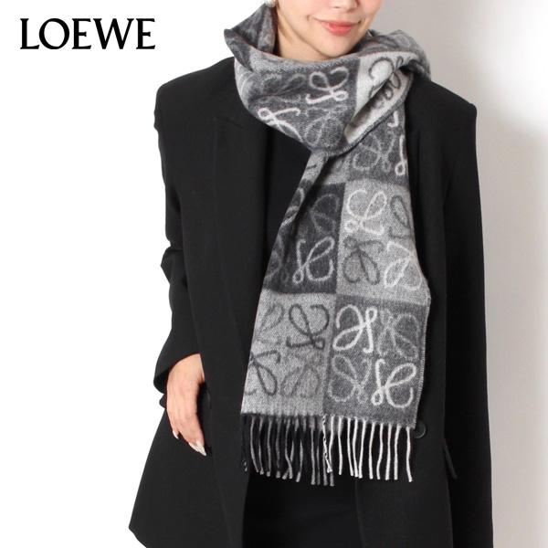 LOEWE グレー マフラー ウール モヘア
