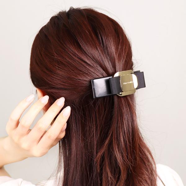 美品】フェラガモ ヴァラ バレッタ ボルドー×ゴールド 箱付き