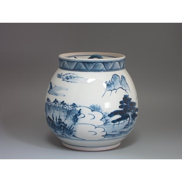 染付近江八景図芋頭水指 平安秀峰造 共箱 : 茶道具商 越中屋 - 通販