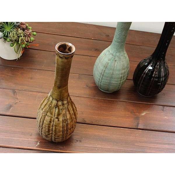 手造り 鶴首花瓶(黄瀬戸貫入入り) (和食器 花器 花瓶 手づくり 多治見