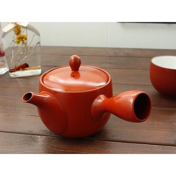 常滑焼 朱泥急須 梅 ※ステンレス製茶漉し付き (和食器 ポット 茶器 朱