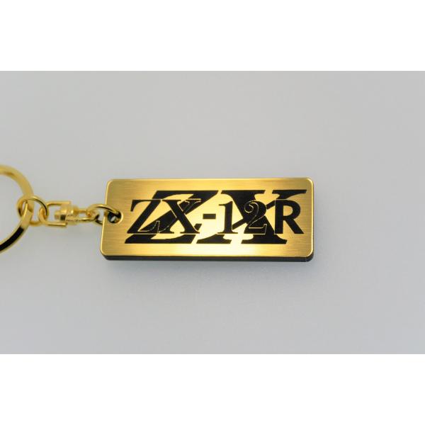 A-115-1 ZX-12R 2層アクリル製 金黒 2重リング キーホルダー A型 B型